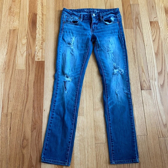 American Eagle Outfitters Skinny Distressed Low Rise Stretch Jeans‎ size 6 - Picture 1 of 12